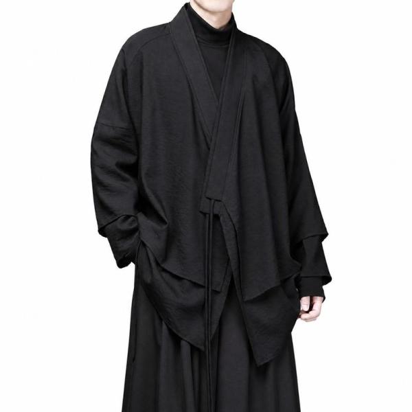 和风开衫 男士 和服风披肩 时尚风格 宽松版型 叠穿风轻便外套 具有潮流感的设计 披肩 柔软面料 上衣