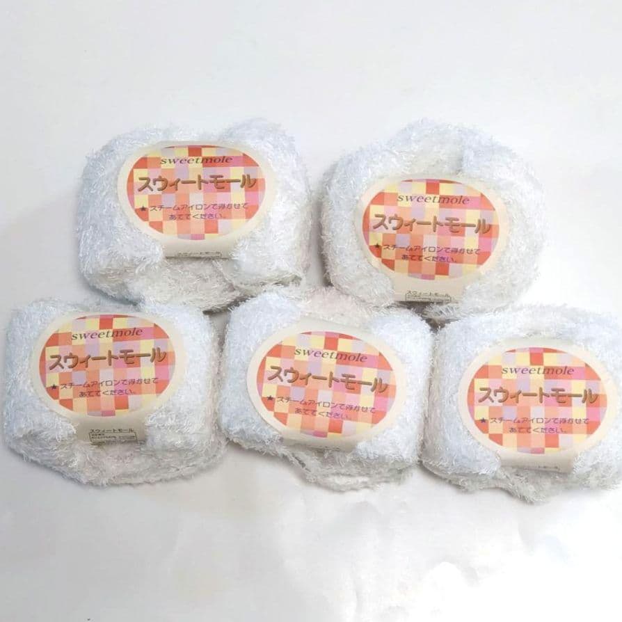 镍毛线 Sweet Moll 编织玩偶 手工线 白色 50g×5个装