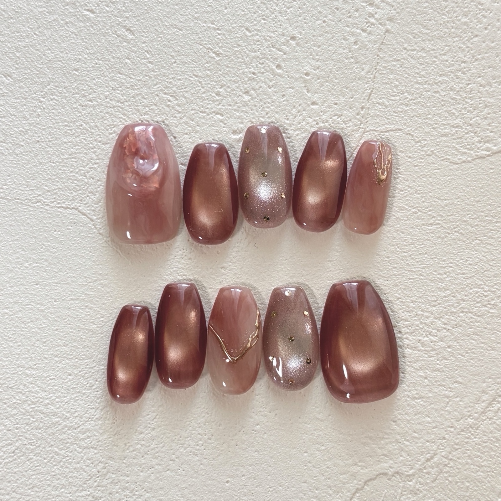 【Grape Quartz】(Includes Design) Pink Magnetic Nail Nuance Nail Gold Autumn Nail Winter Nail Moisturizing Glossy Nail Tips