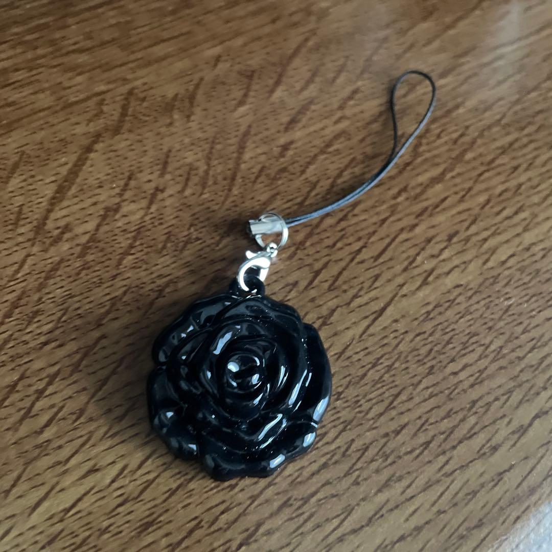 Mini Mirror Rose Strap Black Chic Keychain