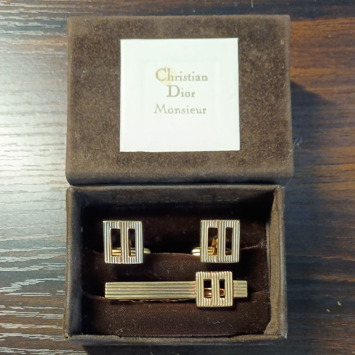 Christian Dior Monsieur 袖扣 领带夹 套装 金色