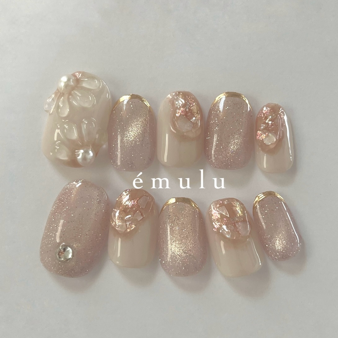 ˗ˏˋ Extremely popular🥇[No. 9] The faintly dripping nectar of flowers🫧Nail tips for weddings, coming-of-age ceremonies, and in the Korean style—smooth and glossy