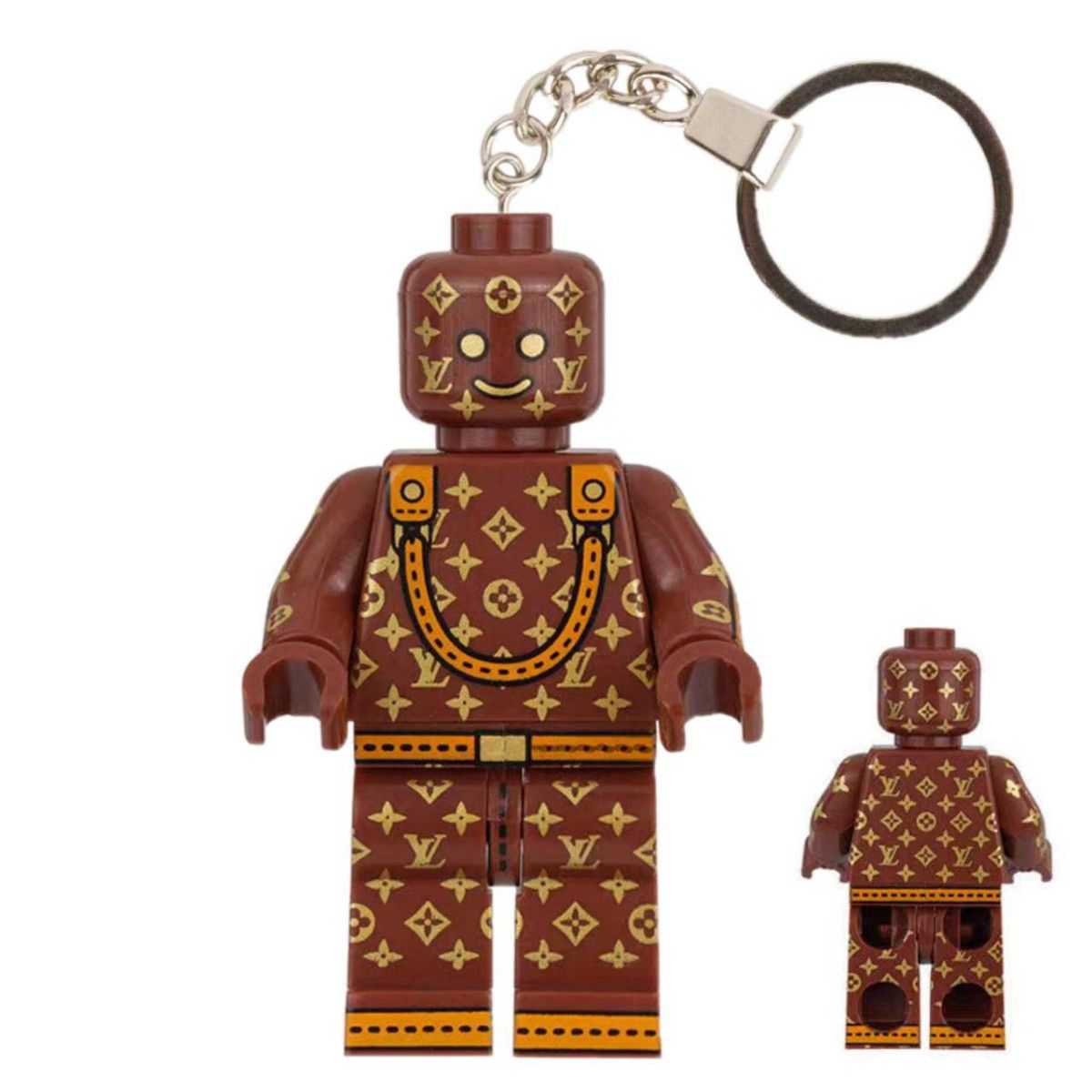 Keychain LEGO Compatible Block Figure Key Charm Brown Chic Stylish LEGO Compatible