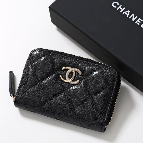 CHANEL シャネル コインケース AP4904 B22098 レディース MATELASSE マトラッセ キャビアスキン レザー ココマーク カードケース ミニ財布 94305