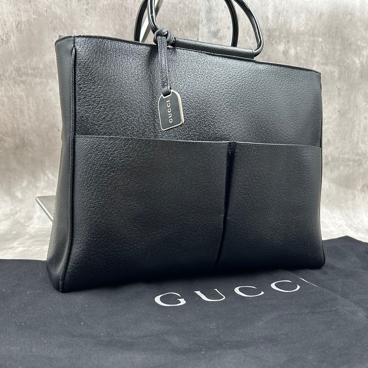[Excellent Condition] Gucci Tote Bag Handbag Leather Black A4 PC Documents Commuting School Large Capacity Mom's Bag