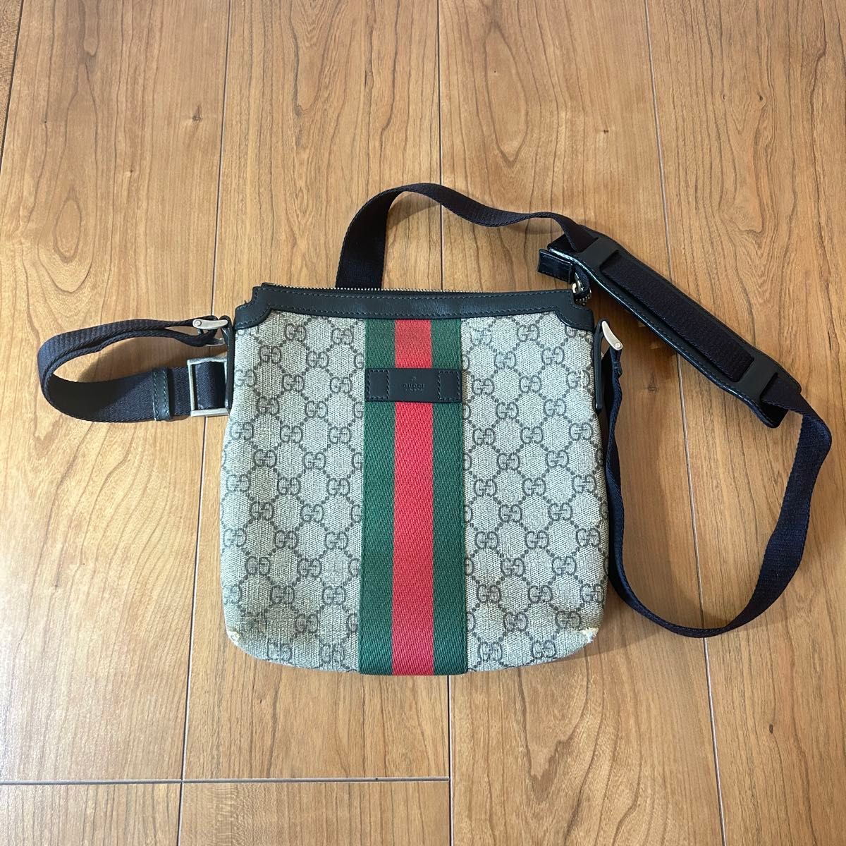 GUCCI グッチ GGキャンバス シェリーライン ショルダーバッグ ベージュ