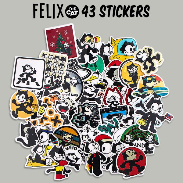 菲力猫贴纸套装 43张 Felix the Cat 黑猫 菲力 防水 贴纸 角色