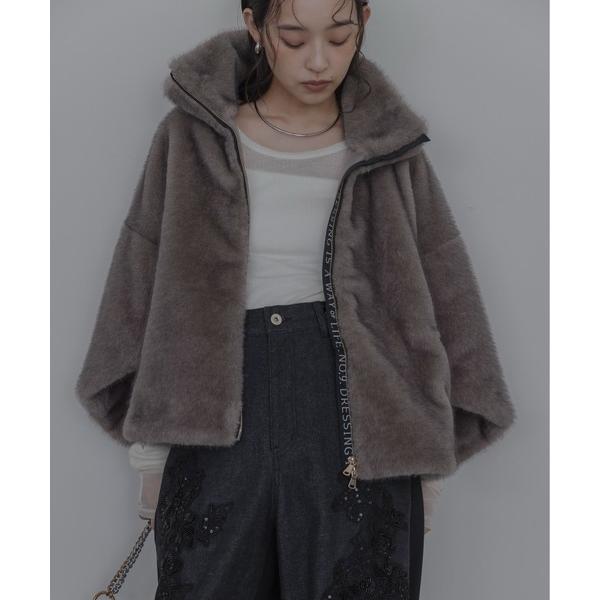 Outwear Mink Fur Stand Neck Short Coat Women
