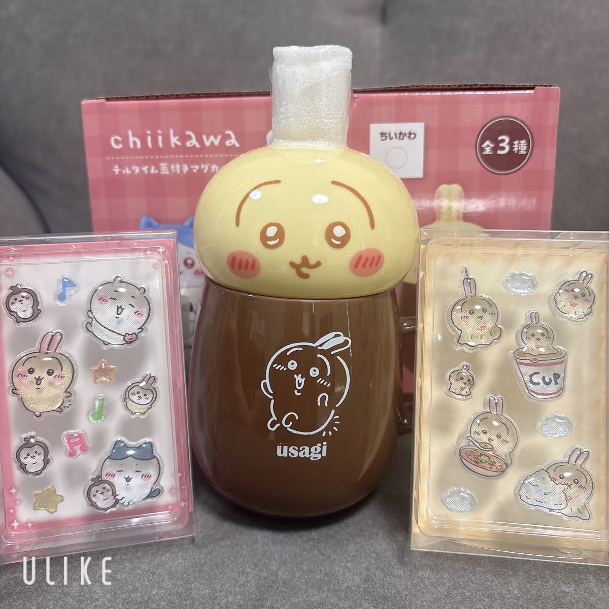 2种带chiru时间盖的马克杯兔子贴纸套装