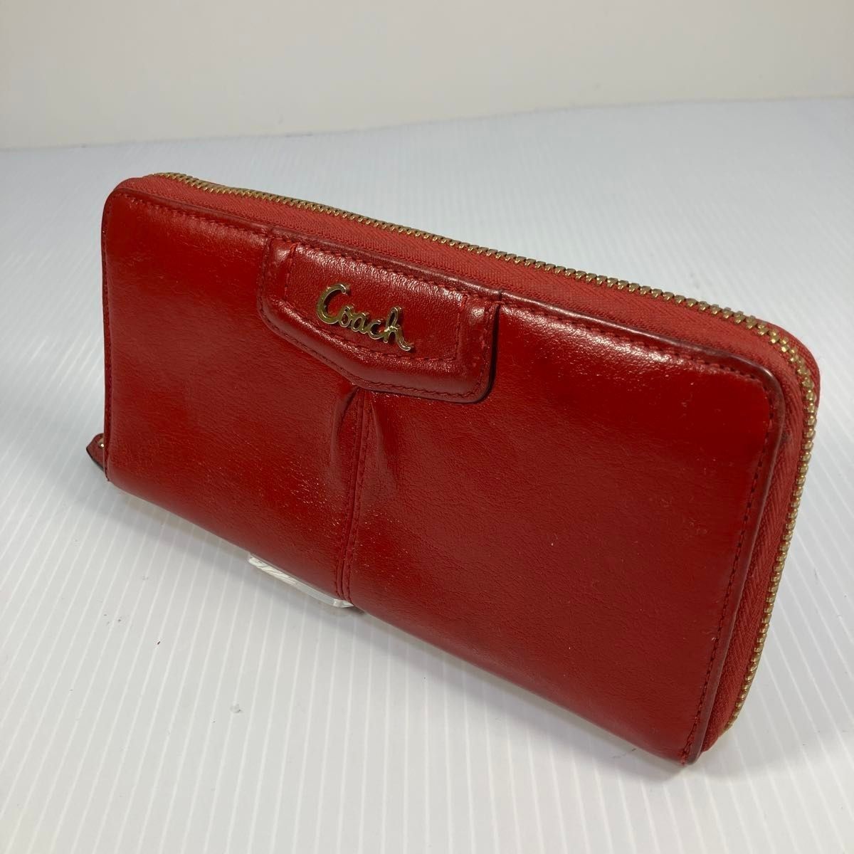 Coach Leather Long Purse Red Round Zip Coach