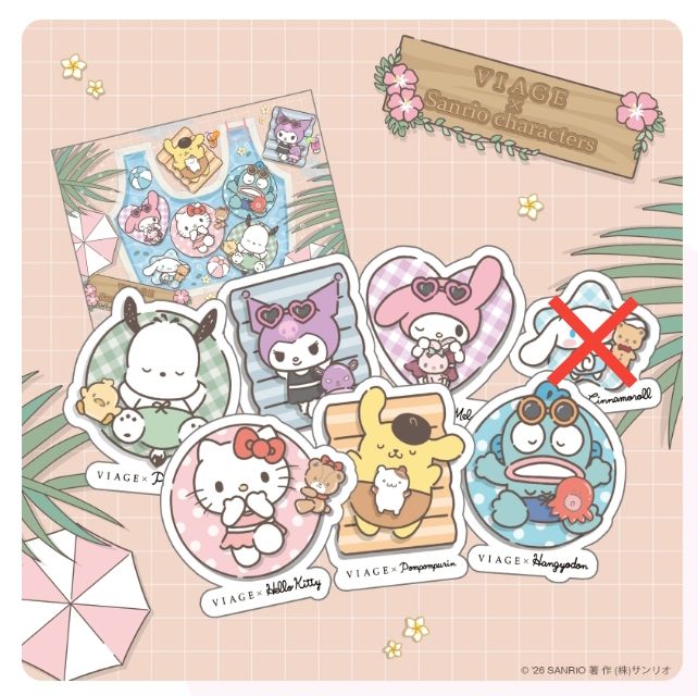 VIAGE×サンリオキャラクターズ オリジナルコラボ ステッカー 6種セット