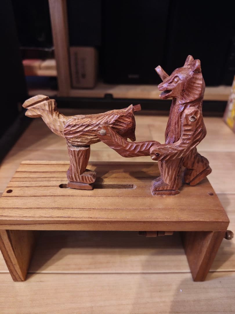 Hard-to-Find Automaton: Wooden Carved Bear on Skates, Ornament
