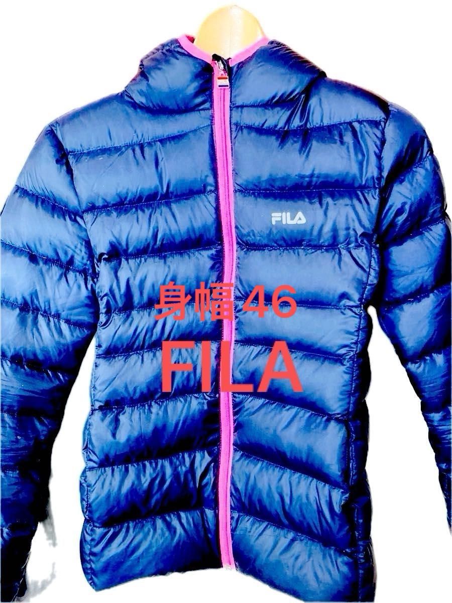 【极美品 仅穿1次】FILA 斐乐羽绒服连帽衫 尺码160 海军蓝粉色连帽衫
