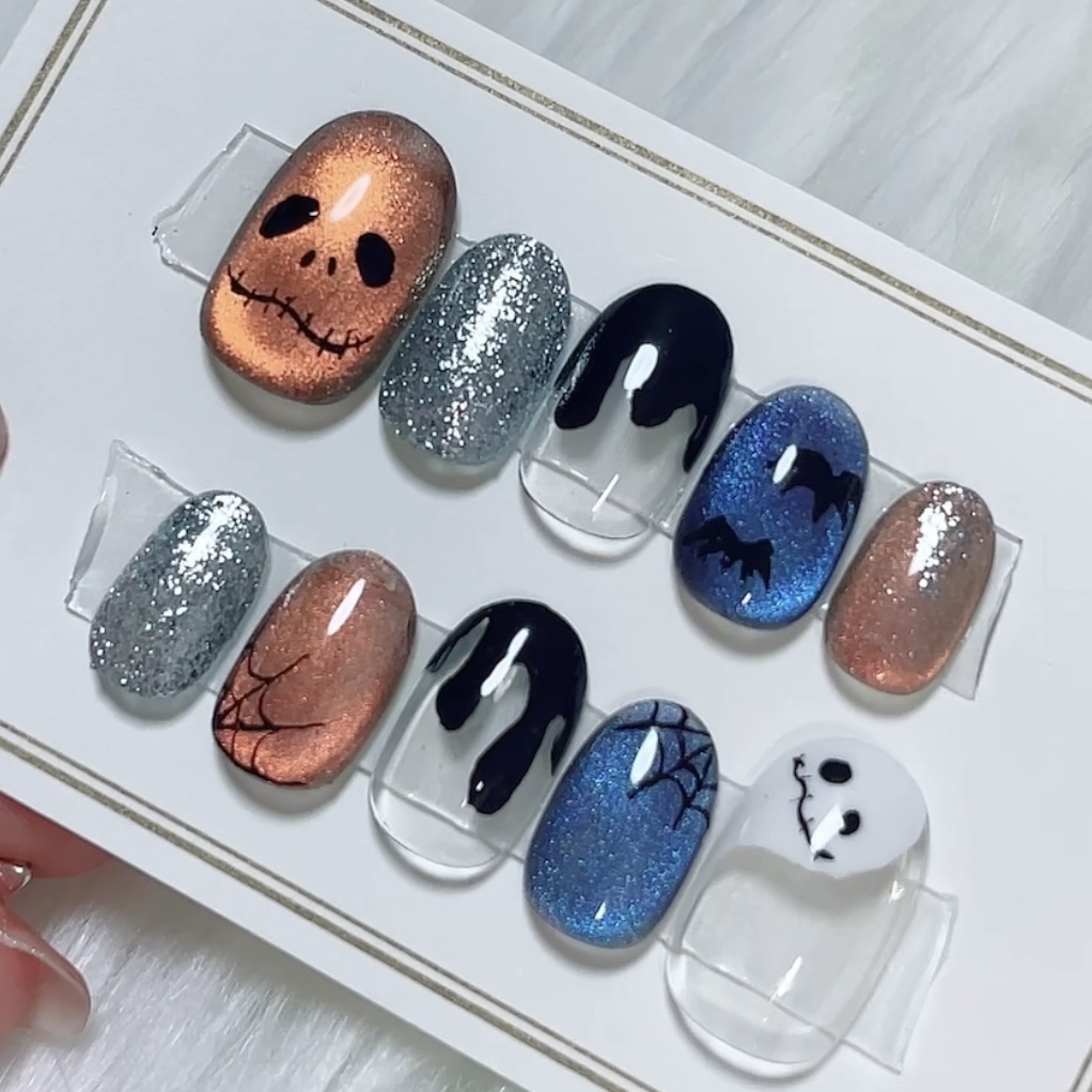 Halloween Halloween Nail Jack O' Lantern Horror Night D Halloween Autumn Nail Pumpkin Spider's Web