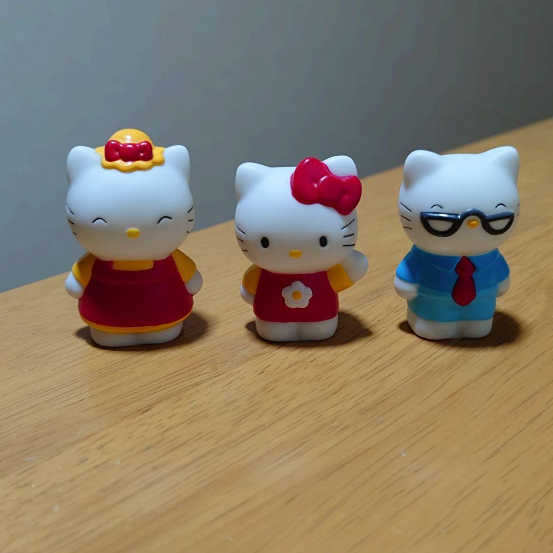 Hello Kitty Mini Figure 3-Piece Set Sanrio 1997 Retro Soft Vinyl