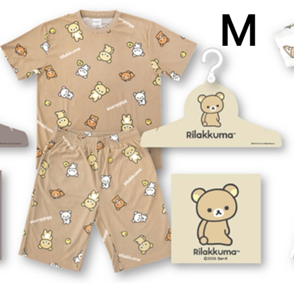 Rilakkuma room wear pajama short sleeve half pants top and bottom set Korilakkuma chai black bear with pile sticker