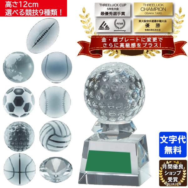 水晶奖杯 GW4228C 高12厘米【刻字免费】玻璃 青铜 金色 银色 毕业纪念品 表彰 迪亚·朝子 GW4826