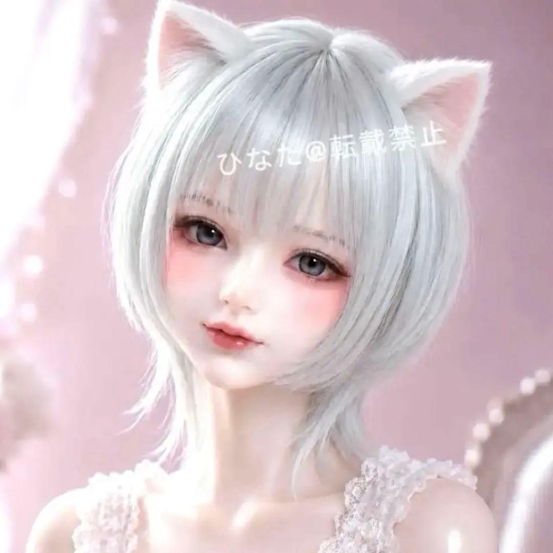 Doll Wig ♡ 7–8 inches, 1/4 ♡ Wolf ♡ Silver Gray ♡ Princess BJD