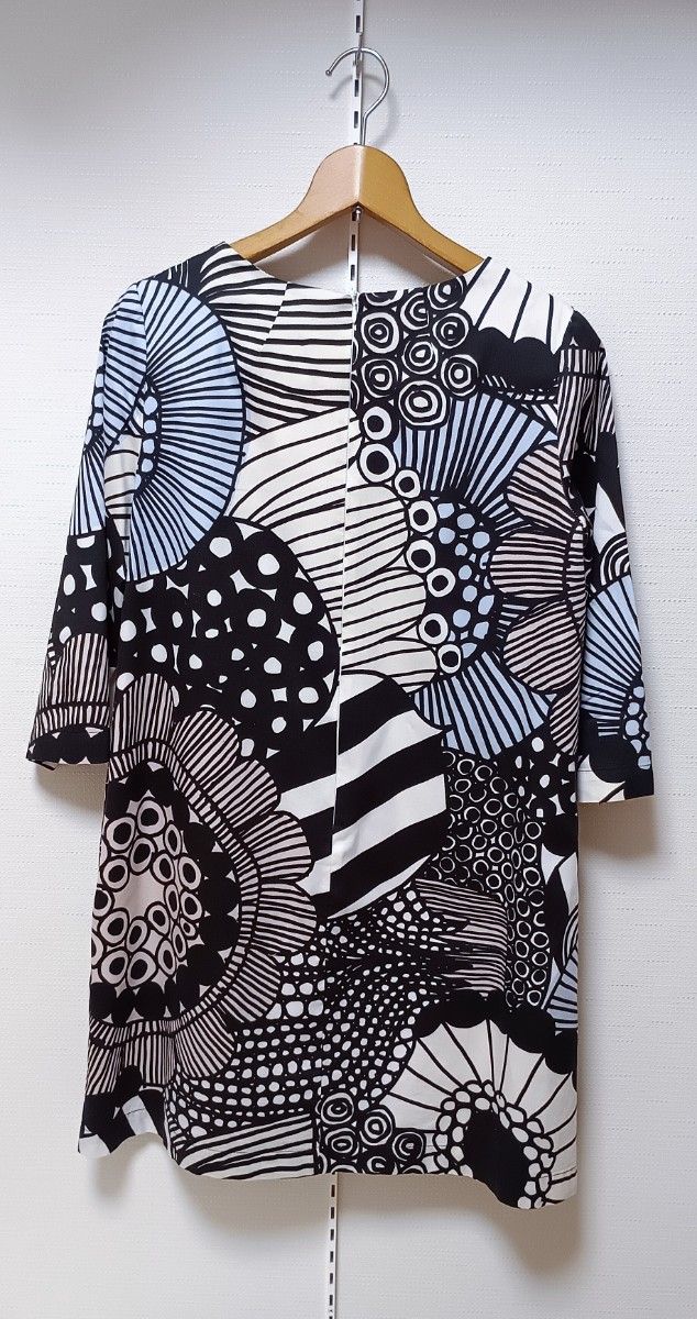 玛莉梅克 marimekko 全身印花 长款连衣裙 七分袖 尺码38