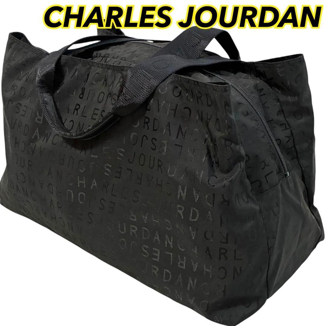 シャルルジョルダン ボストンバッグ トラベルバック ナイロン モノグラム 総柄 黒 レディース CHARLES JOURDAN