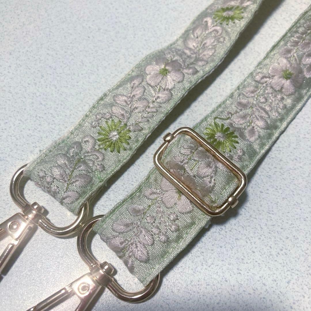 (6) 绿色系印度刺绣丝带手提带