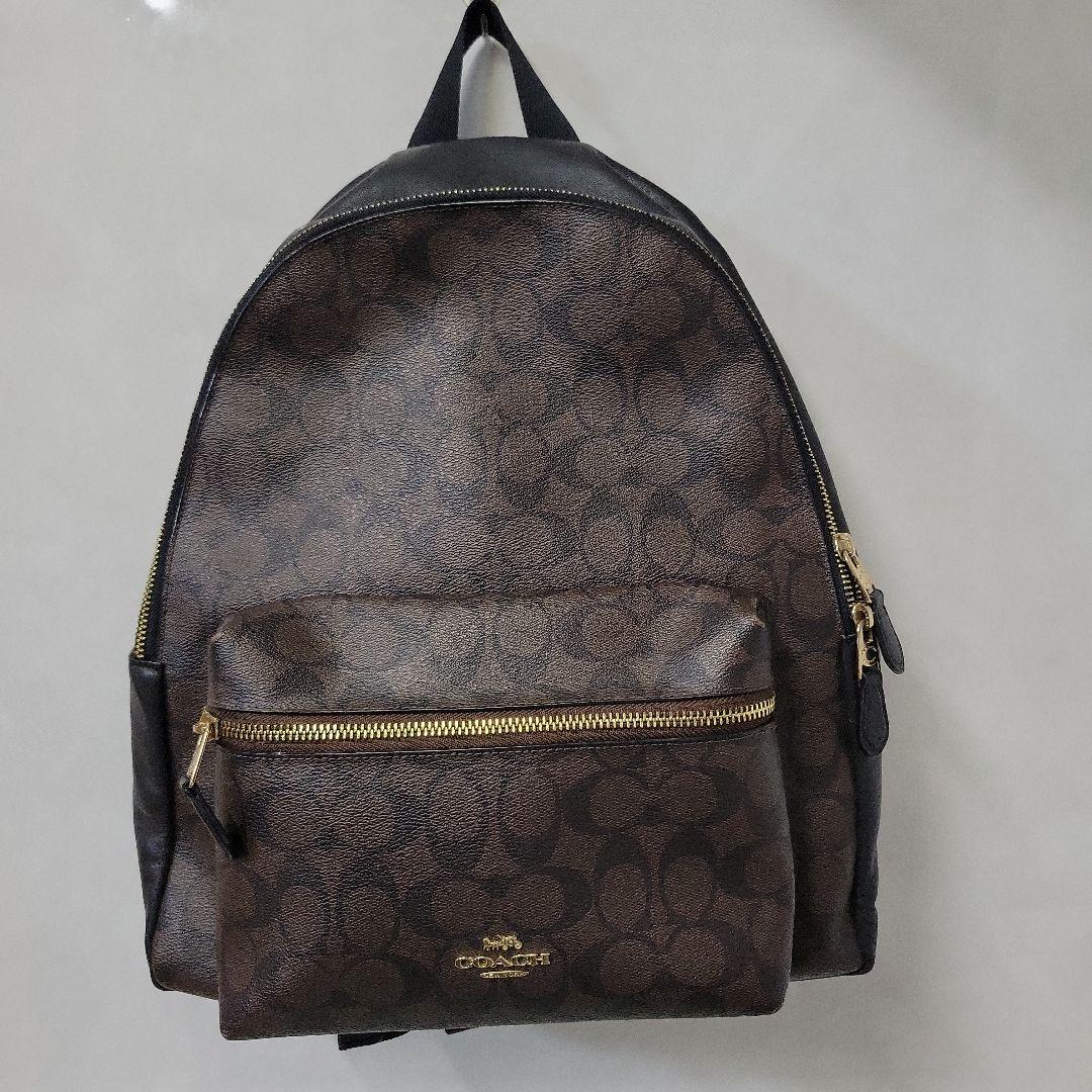 COACH 签名款棕色双肩包