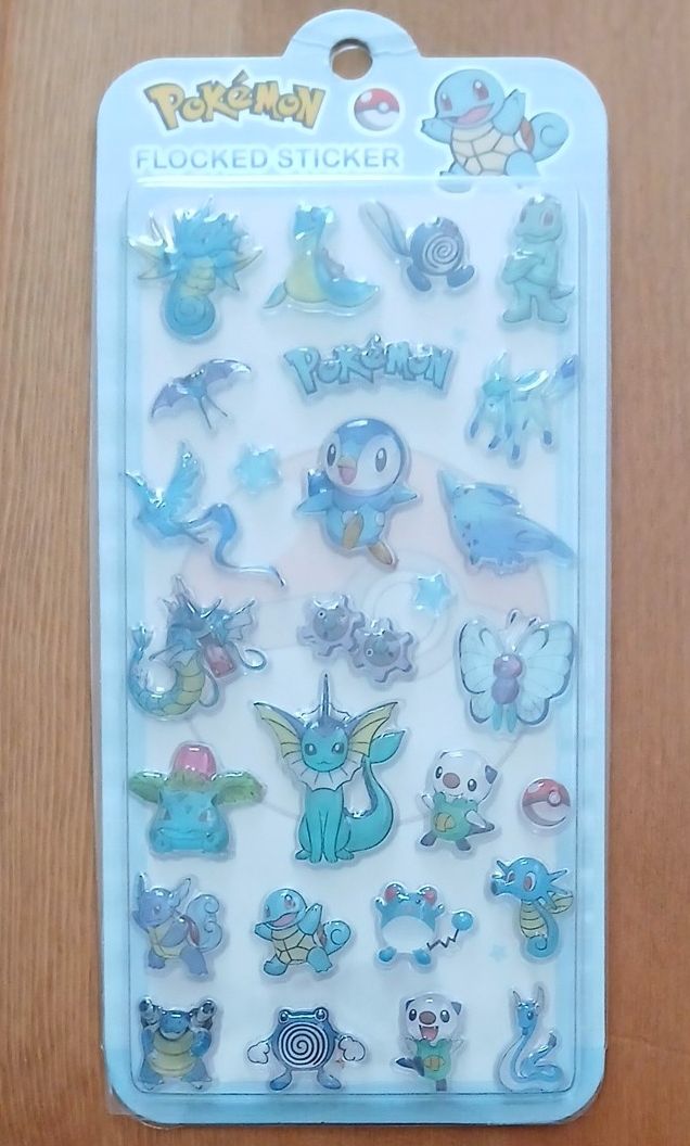 宝可梦 FLOCKED STICKER 立体贴纸 水属性角色集合