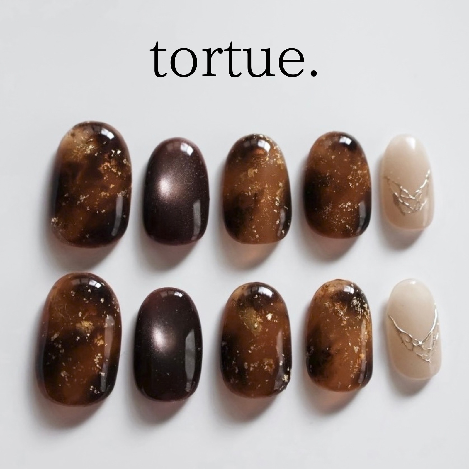 【Open Anniversary Limited-Time Price | Amber Tortoiseshell | Beakkou Nail Tips | Adult-Cute Autumn-Winter Nails