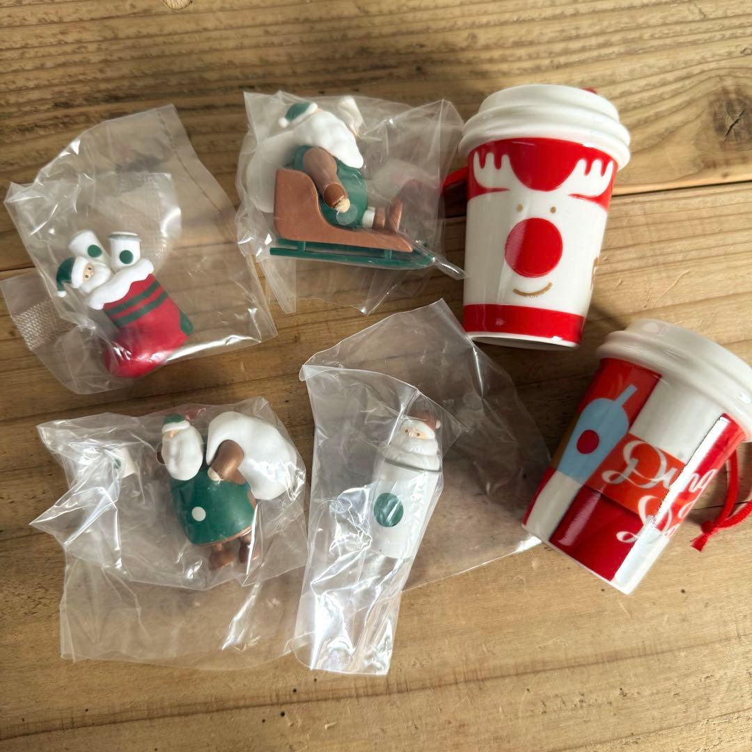 Starbucks Coffee Santa Holiday Ornament 6-Piece Set
