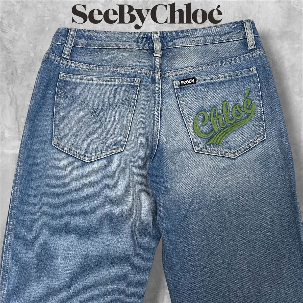SeeByChloe 西比克罗埃 牛仔裤 牛仔裤 带刺绣Logo的喇叭牛仔裤 26码 相当于S码 意大利制造 显腿型 当日发货