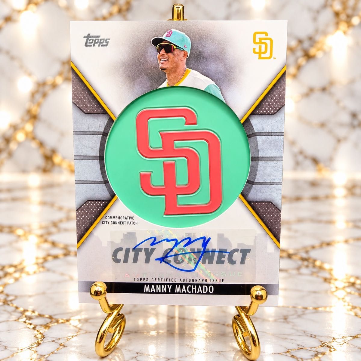 【限定25张】曼尼 · 马查德亲笔签名Topps CITY CONNECT CAP PATCH CARD
