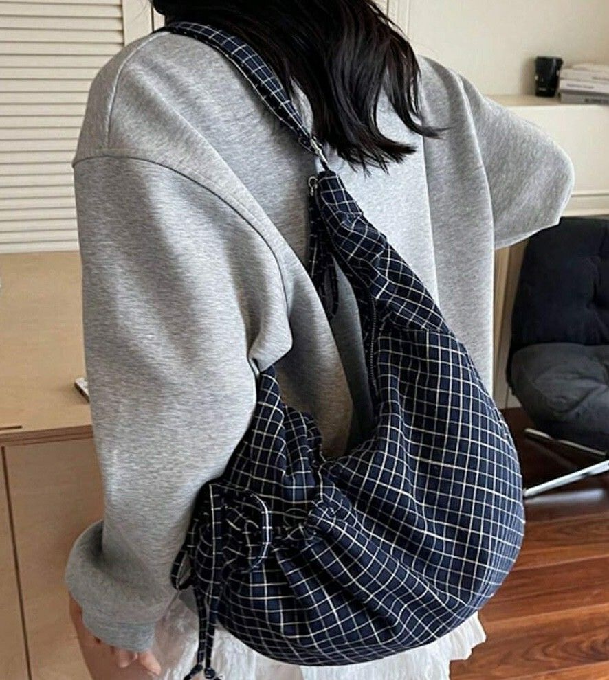 格纹束口饺子包 高品质 小众设计 柔软 女款196999