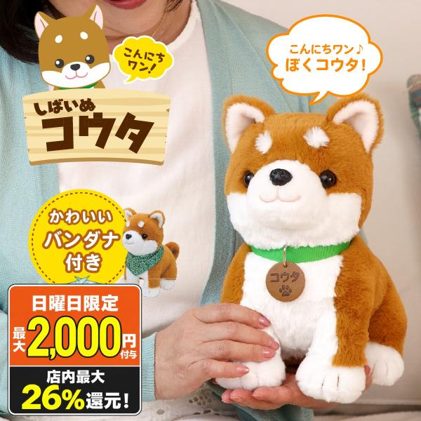 毛绒玩具 你好汪!柴犬小久 携带头巾套装 柴犬玩偶 独居老人 陪伴聊天 可对话 AI机器人 语音识别 高龄者 礼物 赠品 爆买