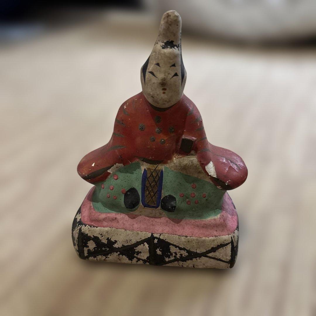 【Era Antiques】Vintage Terracotta Figurine Hina Doll "O-Dairi-sama" Height 12.5cm Regional Folk Toy