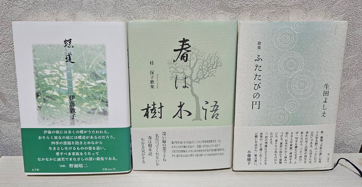 歌集三册套装 蝶道 伊藤敦子 春是树木之语 桂 再次的圆 生田　よしえ 短歌·现代歌人