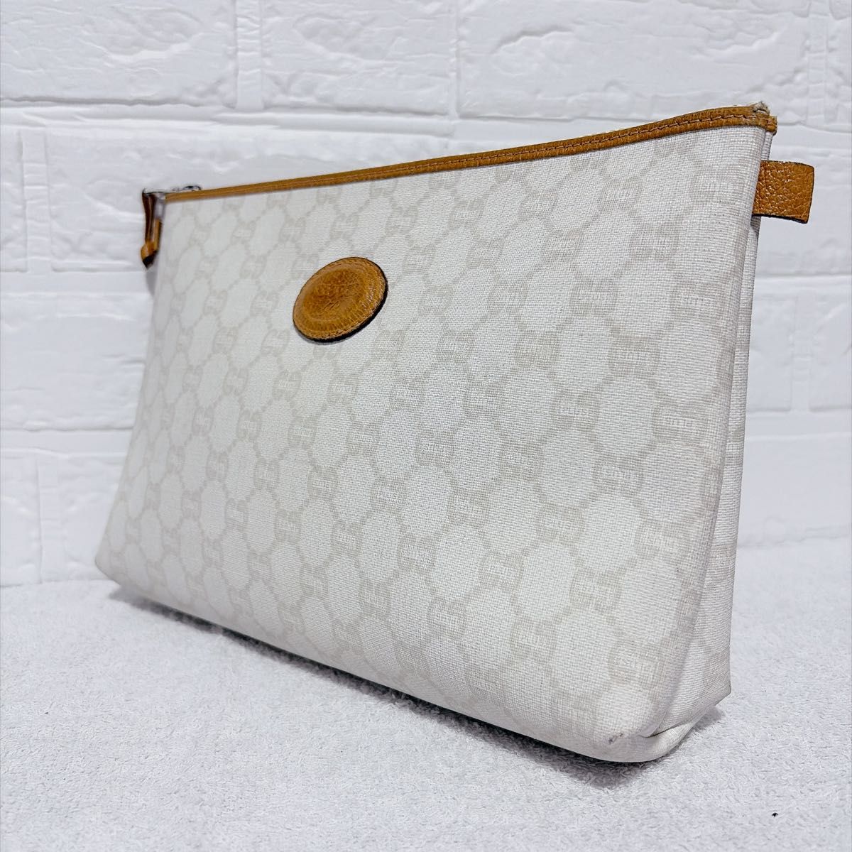 绝版 美品 GUCCI PLUS 古驰 手拿包 二手包 白色系 复古古驰 GG Plus 经典款