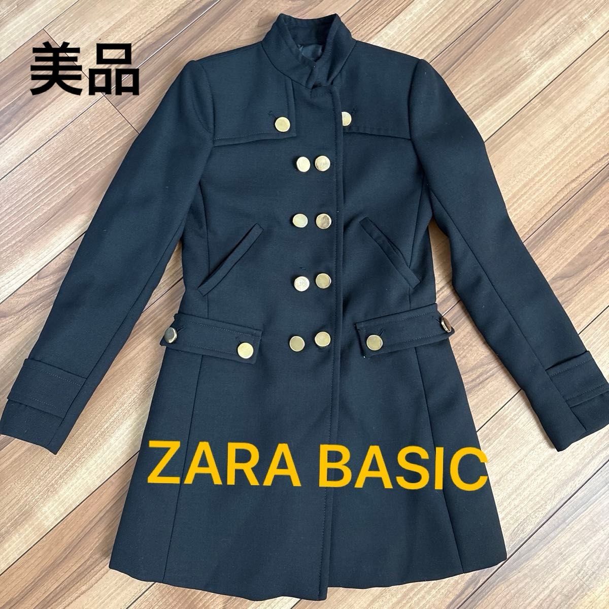 ZARA BASIC 女士 大衣 拿破仑式大衣 黑色 金色纽扣 双排扣 拿破仑夹克 ZARA 黑色