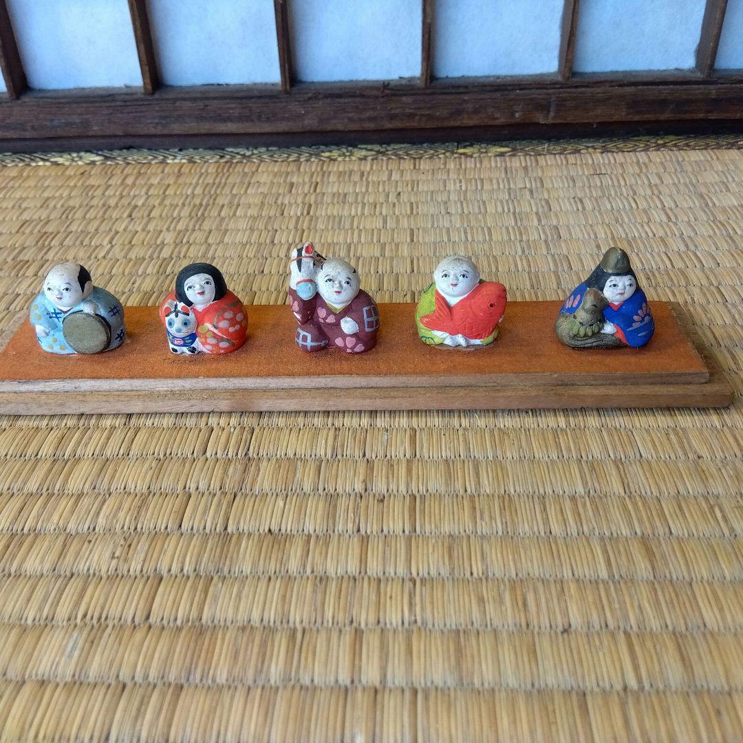 乡土玩具 土人形 五人饰 摆件 迷你