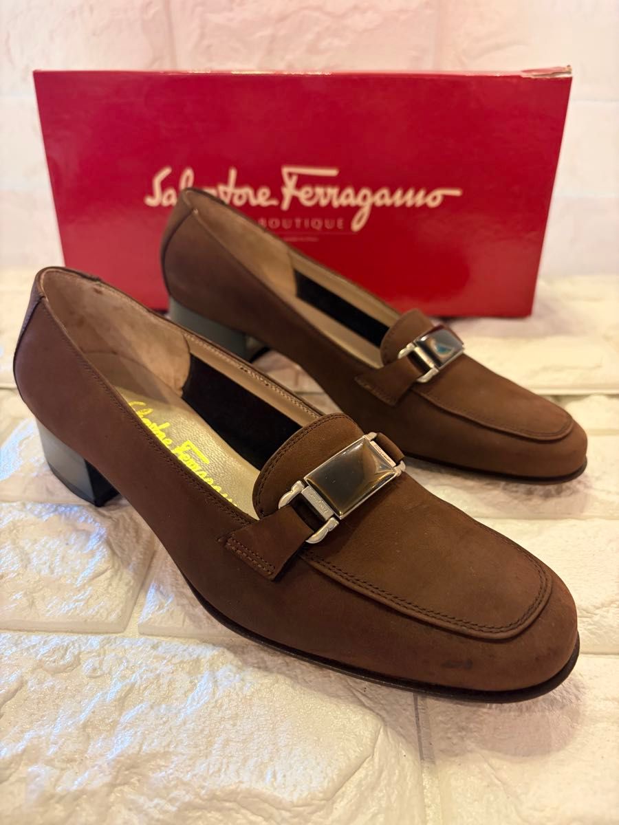 #Salvatore Ferragamo ブラウン ヌバックローファー#23cm
