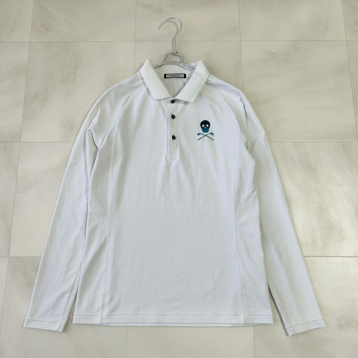 马克与罗娜 46码 长袖POLO衫 高尔夫服饰 白色 GOLF 骷髅图案