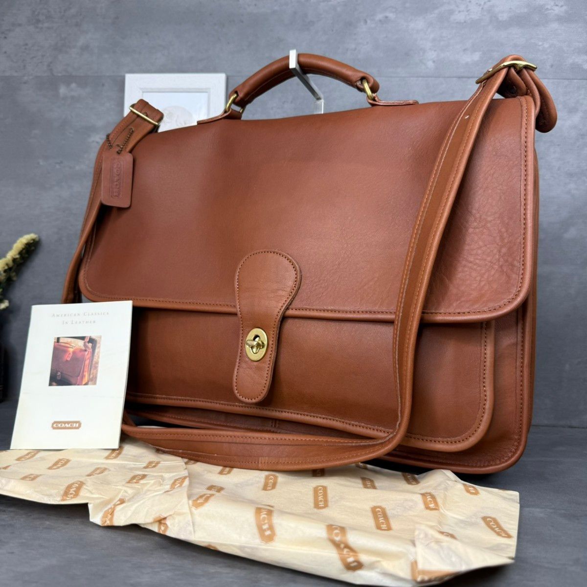 【美品】Vintage COACH老教练2way公文包安哈沙威穿用模型暗棕色5180