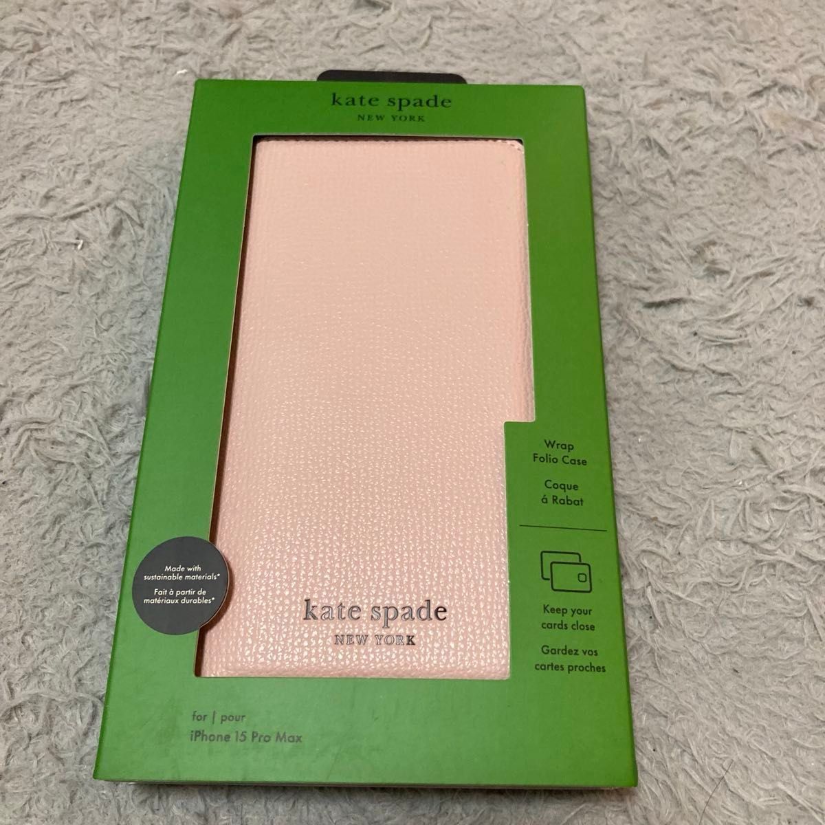 Kate spade iPhone 15 Pro Max wallet type case thin pink opened but new