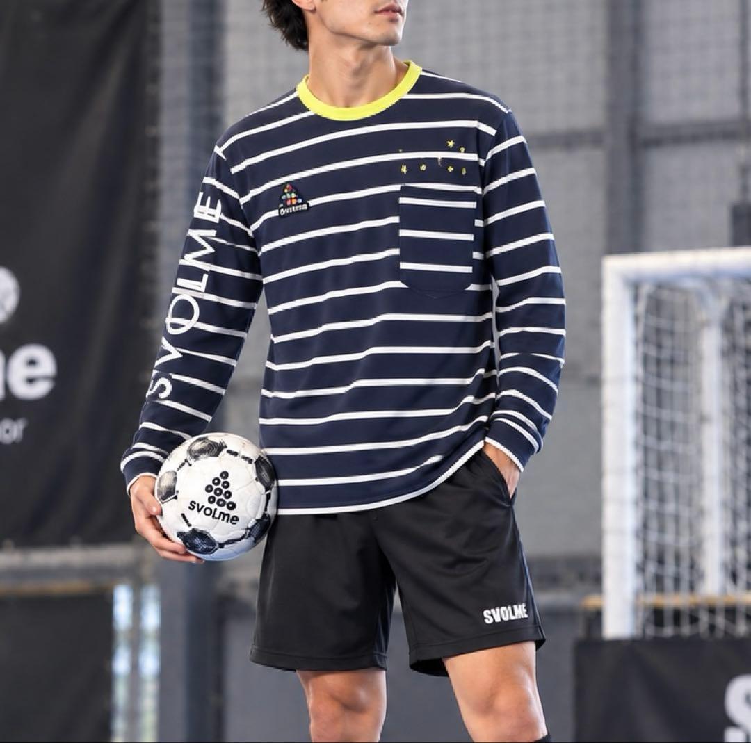 SVOLME T-shirt Top, Striped, Futsal/Soccer, Long Sleeve