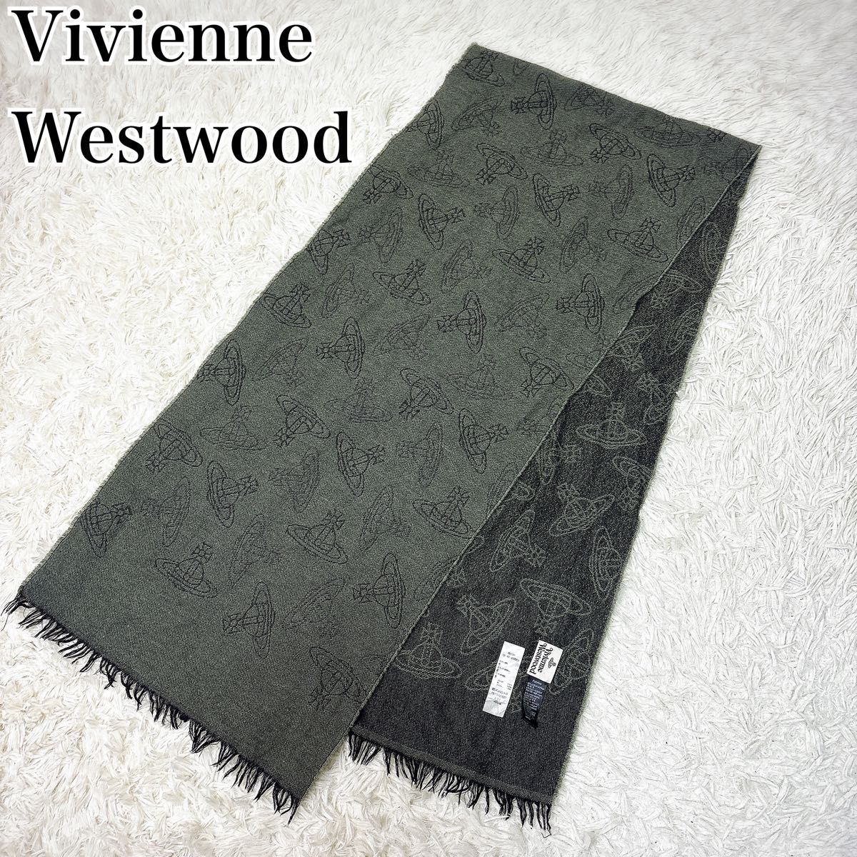 Vivienne Westwood ヴィヴィアンウエストウッド マフラー オーブ 総柄 ストール グレー アルパカ