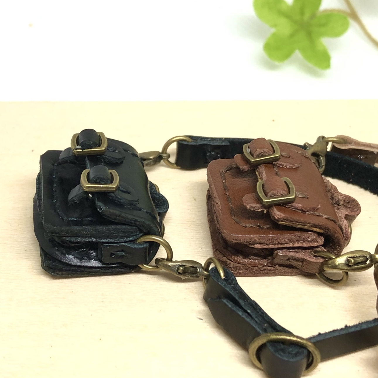 手工皮具 微型扣包 调节绳 一个 micro bag.