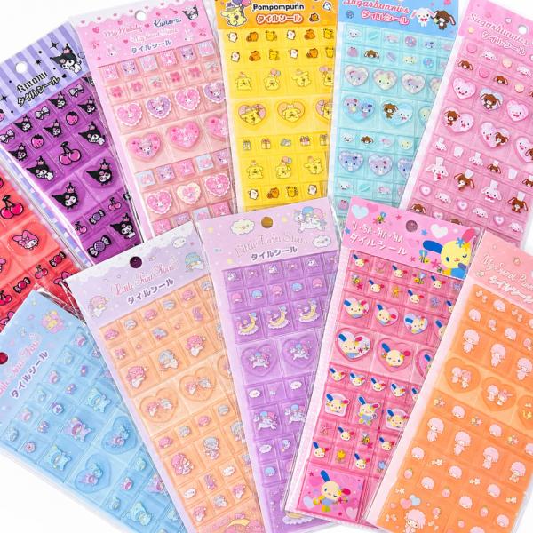 サンリオ タイルシール キティ マイメロ クロミ プリン マイスウィートピアノ シュガーバニーズ Y2K 90s タイル 3D 立体 パーツ デコ 平成 レトロ 代引不可商品