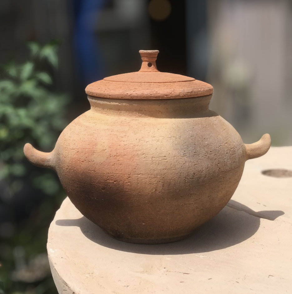 土師器 把手付蓋壺 "Hajiki" 陶器 盖罐 带角把手 (古代展示器皿)