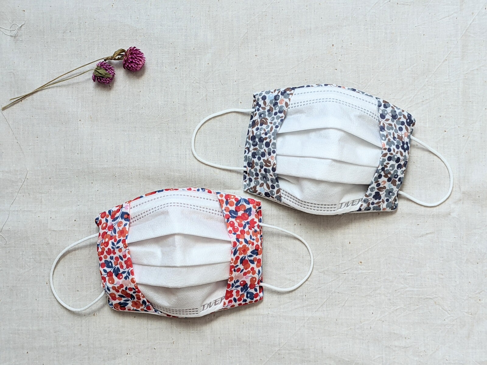 双面双层纱布可 reversible 口罩套两件套 S/坚果