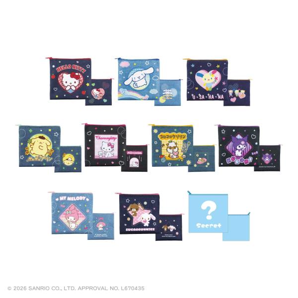 12月下旬到货 预售 Sanrio 周边 扁平收纳包 T's Factory 秘密丹宁风扁平收纳包 完整 BOX套装 官方正品