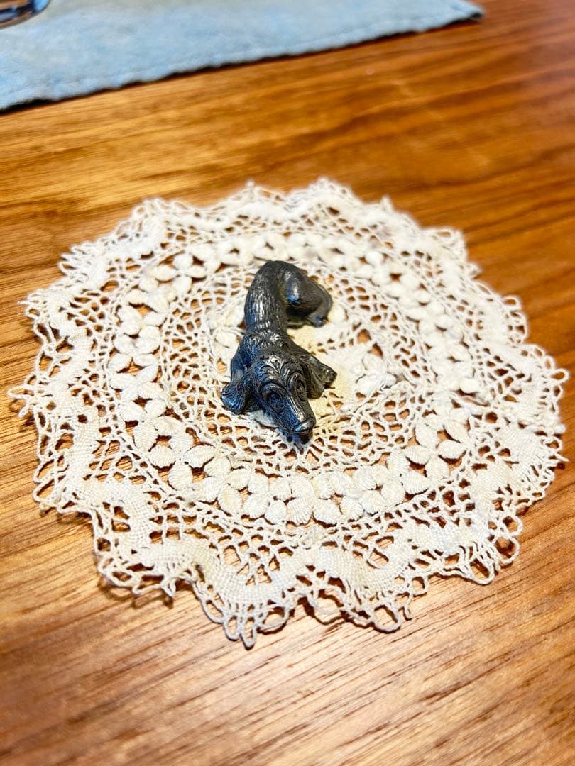 European Vintage Dog Pewter Miniature Basset Hound (?) Dazed Face